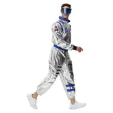Astronaut Adult Men Shiny Jumpsuit Belt Set Cosplay Outfits Halloween Party Suit